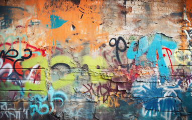 Fototapeta na wymiar a photo of backdrop graffiti wall texture, with road , f:16.0 ,