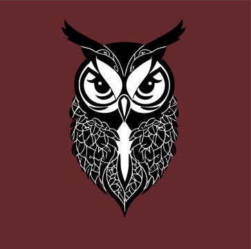 minimalist illustration design, owl head icon image, in linear style, design for a shirt or logo