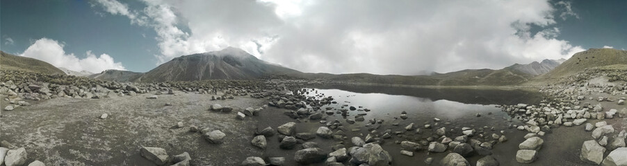 Nevado de Toluca lake panoramic view in the State of  mexico.