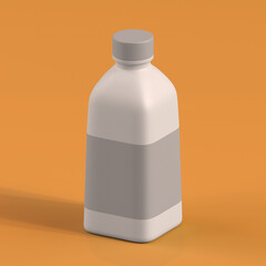 Monochrome Bottle on Orange Background, 3d Rendering