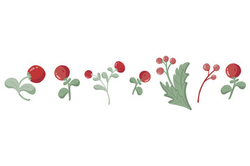 Forest berries hand drawn red balls