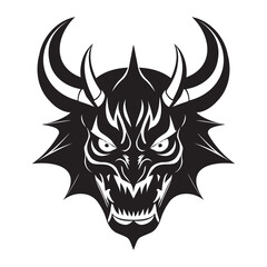 Devil head black and white vector icon