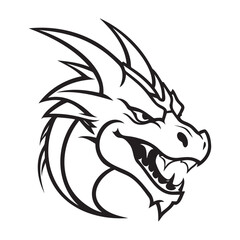 Dragon head black and white vector icon