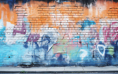 Urban colourful Graffiti Wall Backdrop. Ai generative.	