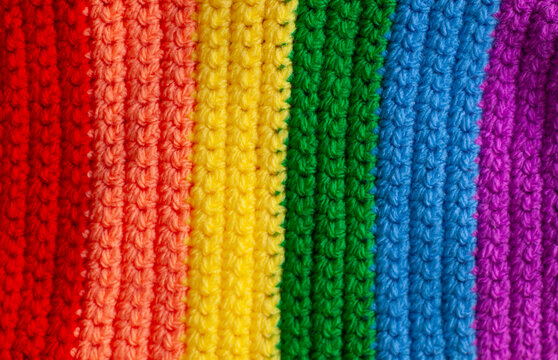 wool texture rainbow colors crochet for pride LGBTQ month