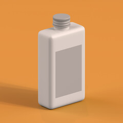 Monochrome Bottle on Orange Background, 3d Rendering