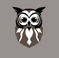 minimalist illustration design, owl head icon image, in linear style, design for a shirt or logo