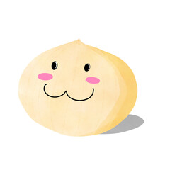 Cute cartoon onion drawing on white background.
