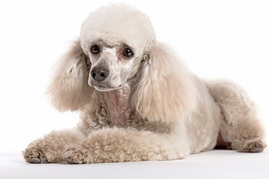 Portrait of Poodle dog on white background