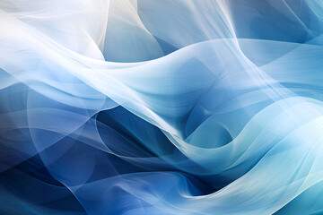 Fototapeta premium Abstract background with smooth curved lines, layered translucency. Blue abstract wave background.