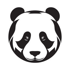 Panda head black and white vector icon