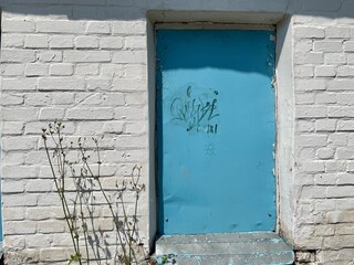 old blue window