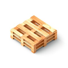 Isometric wooden pallet on white background Generative AI