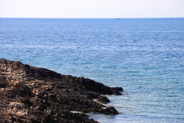 Beautiful wild beach on island Korcula, Croatia. Sunny summer day.