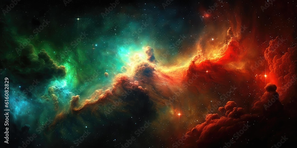 Poster background of an infinite space with stars, galaxies, nebular. superlative generative ai image.
