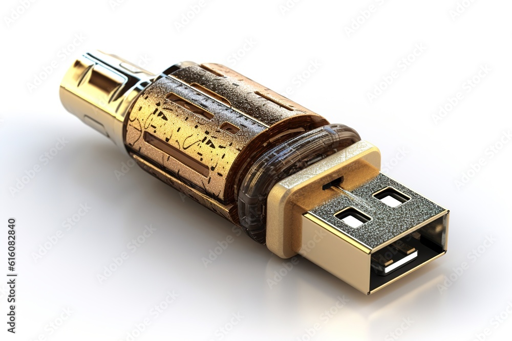 Poster usb connector isolated on white background. Generated by AI.