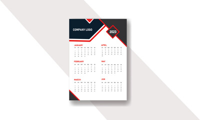 Monthly calendar template for 2023 year. Week Starts on Sunday. Wall calendar in a minimalist style with graphic design.