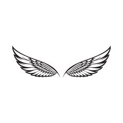 Wings black and white vector icon