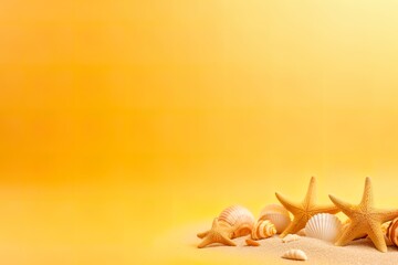 Obraz na płótnie Canvas Seashell Serenity: Captivating Background with Seashells and Starfish