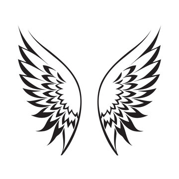 Wings black and white vector icon.