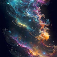 Galaxy nebula swirl, space wallpaper
