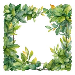 Fototapeta premium Watercolor decorative frame. Abstract background. Invitation, advertisement, thanks. Ornamental leaves. Generative AI.
