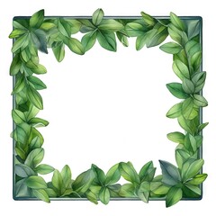 Watercolor decorative frame. Abstract background. Invitation, advertisement, thanks. Ornamental leaves. Generative AI.