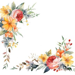 Watercolor decorative frame. Abstract background. Invitation, advertisement, thanks. Ornamental leaves. Generative AI.