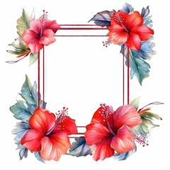 Obraz premium Watercolor decorative frame. Abstract background. Invitation, advertisement, thanks. Ornamental leaves. Generative AI.