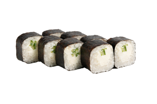 isolated sushi with cucumber and cream cheese
