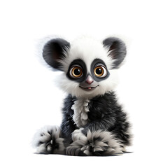 Obraz premium Cute Toy Lemur: Playful Baby Child Adventure in 3D. Generative AI