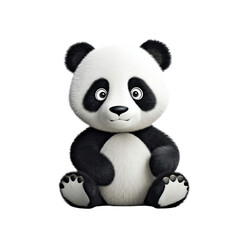 Cute Toy Panda Bear: Playful Baby Child Adventure in 3D. Generative AI