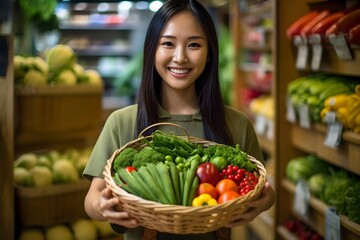 野菜を持っている女性　with generative ai