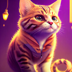 Fototapeta na wymiar cat close up style with golden purple color