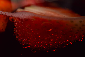 red apple with drops