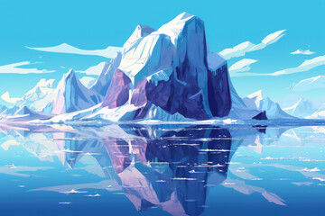 big iceberg antarctic winter landscape illustration Generative AI