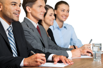 Meeting teamwork sitting on office table
