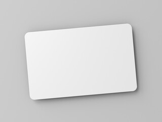 Blank white business card isolated on grey background with shadow minimal concept 3D rendering