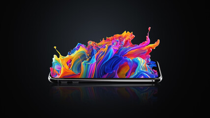 Liquid Color design background, Gradient colorful abstract swirl background, mobile smartphone screen concept, mobile screen, phone desktop. Partially Generative AI.