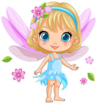Cute fantasy fairy cartoon character