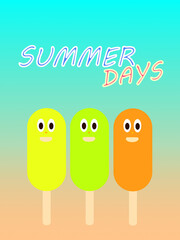 Summer days, refreshing citrus ice cream, with expressive faces, three flavors.