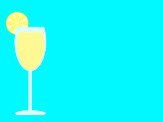 Lemon juice, details, on blue background, copy space.