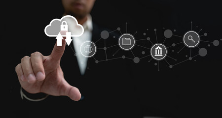Data transfer through cloud technology Exchange data with modern internet technology that is fast and secure Internal document backup on online databases,Transfer files data system relocation concept