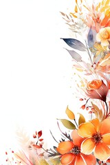 Watercolor decorative frame. Abstract background. Invitation, advertisement, thanks. Ornamental leaves. Generative AI.