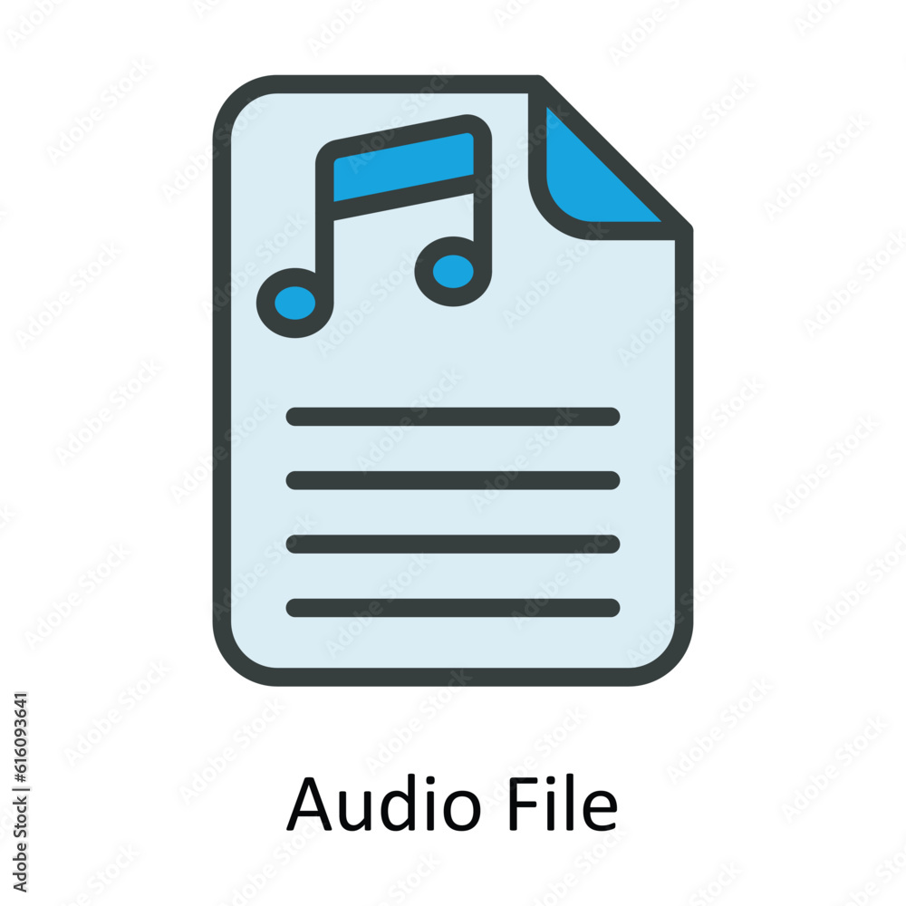 Poster audio file vector fill outline icon design illustration. multimedia symbol on white background eps 1