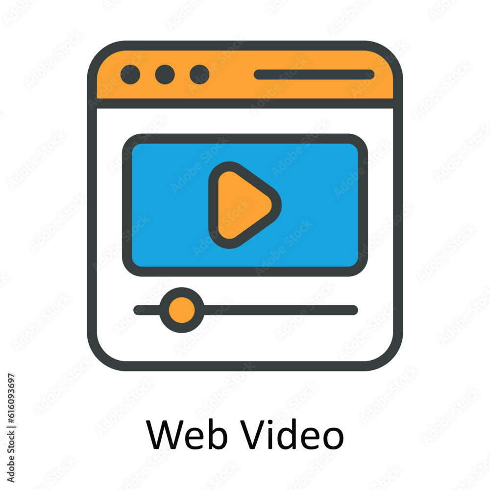 Poster web video vector fill outline icon design illustration. multimedia symbol on white background eps 10