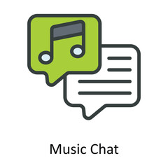 Music Chat Vector  Fill outline Icon Design illustration. Multimedia Symbol on White background EPS 10 File