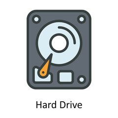Hard Drive Vector  Fill outline Icon Design illustration. Multimedia Symbol on White background EPS 10 File