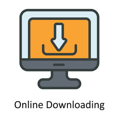 Online Downloading Vector  Fill outline Icon Design illustration. Multimedia Symbol on White background EPS 10 File