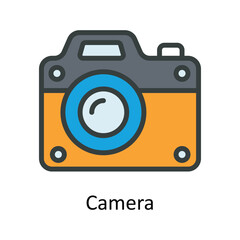 Camera Vector  Fill outline Icon Design illustration. Multimedia Symbol on White background EPS 10 File